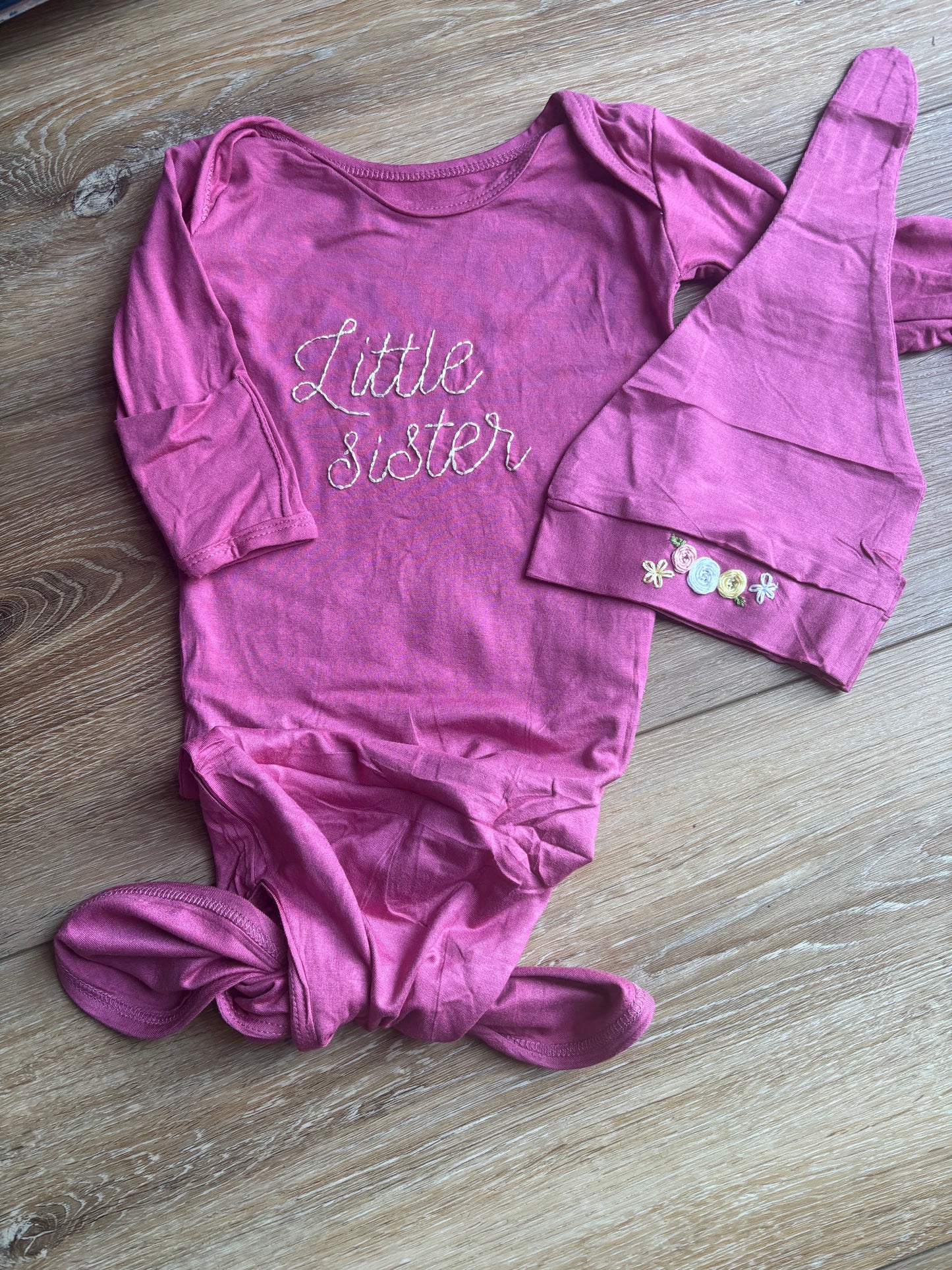 Personalized Infant Knot Gown and Hat