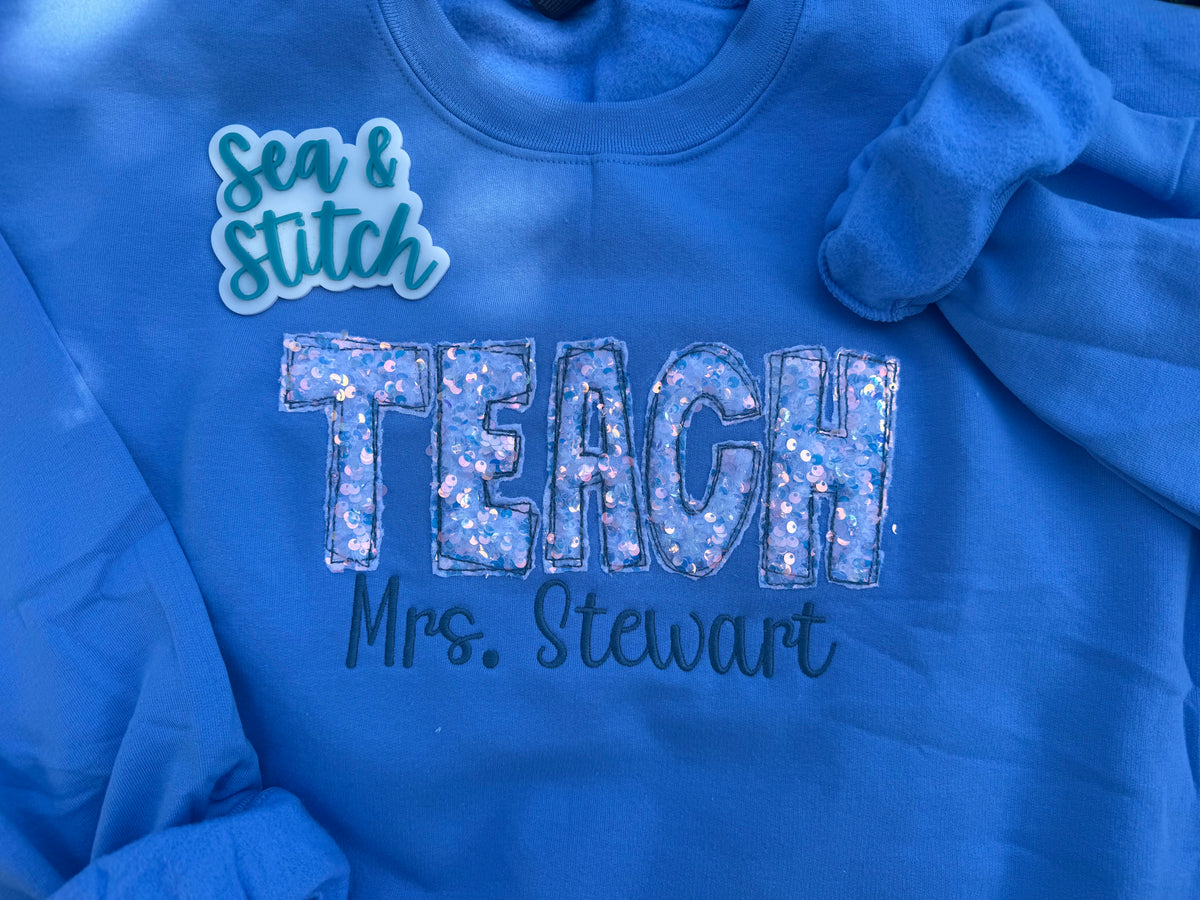 Custom Sequins and Script Shirt